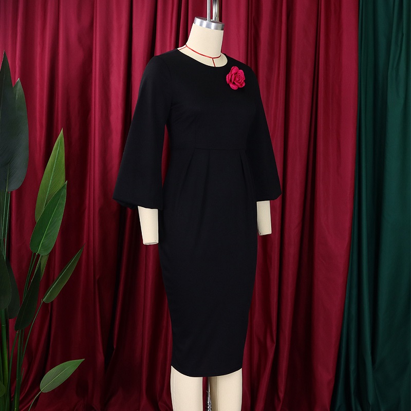 Women's 2023 New Solid Color Package Hip Professional OL Temperament Big Yards in Africa and Europe and the United States Dresses