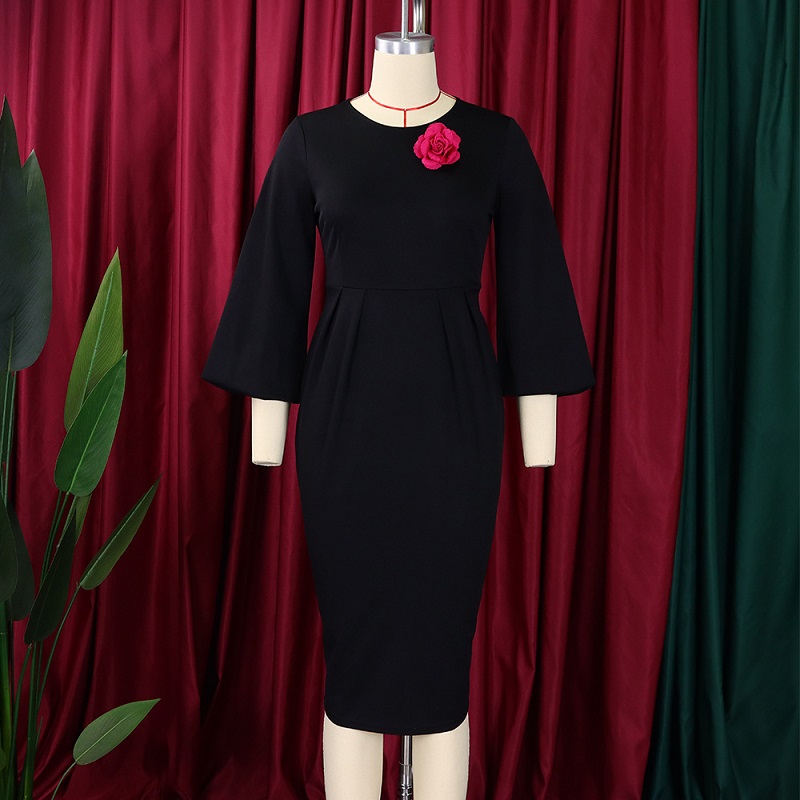 Women's 2023 New Solid Color Package Hip Professional OL Temperament Big Yards in Africa and Europe and the United States Dresses