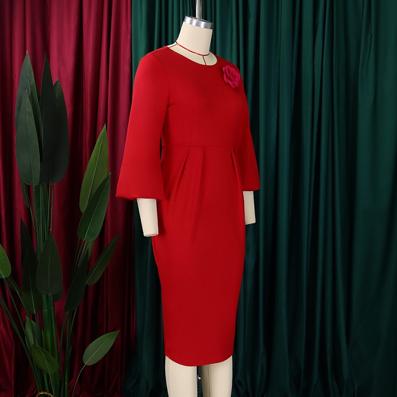 Women's 2023 New Solid Color Package Hip Professional OL Temperament Big Yards in Africa and Europe and the United States Dresses