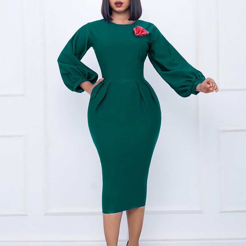 Women's 2023 New Solid Color Package Hip Professional OL Temperament Big Yards in Africa and Europe and the United States Dresses