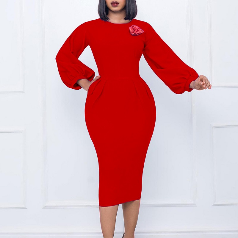 Women's 2023 New Solid Color Package Hip Professional OL Temperament Big Yards in Africa and Europe and the United States Dresses