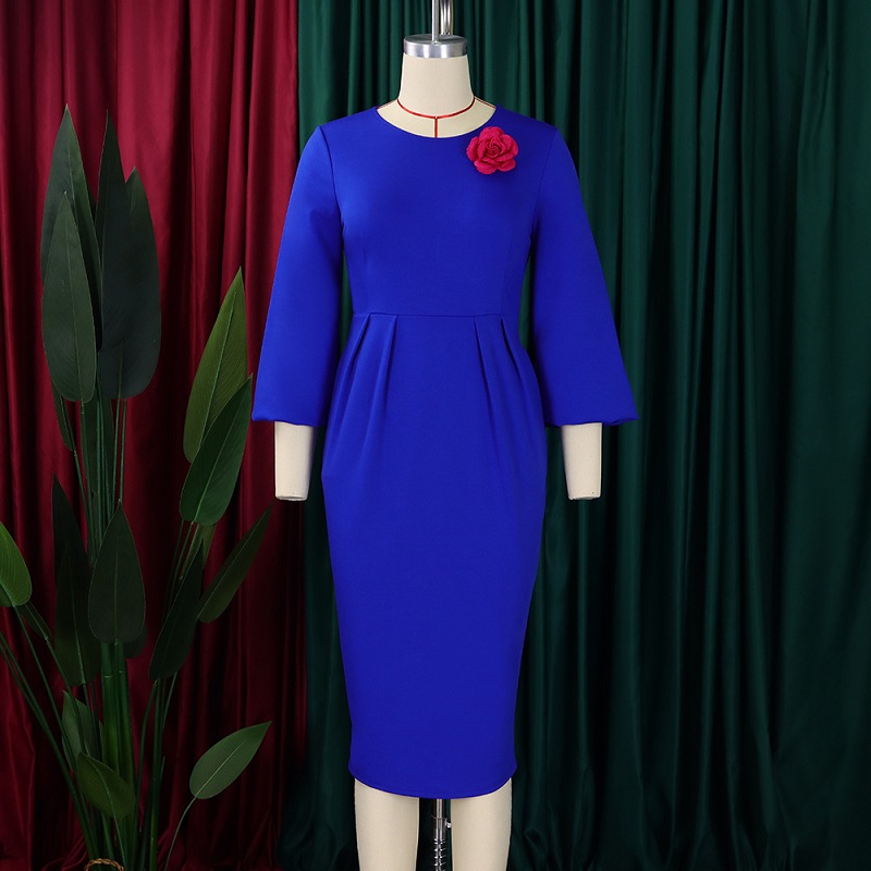 Women's 2023 New Solid Color Package Hip Professional OL Temperament Big Yards in Africa and Europe and the United States Dresses