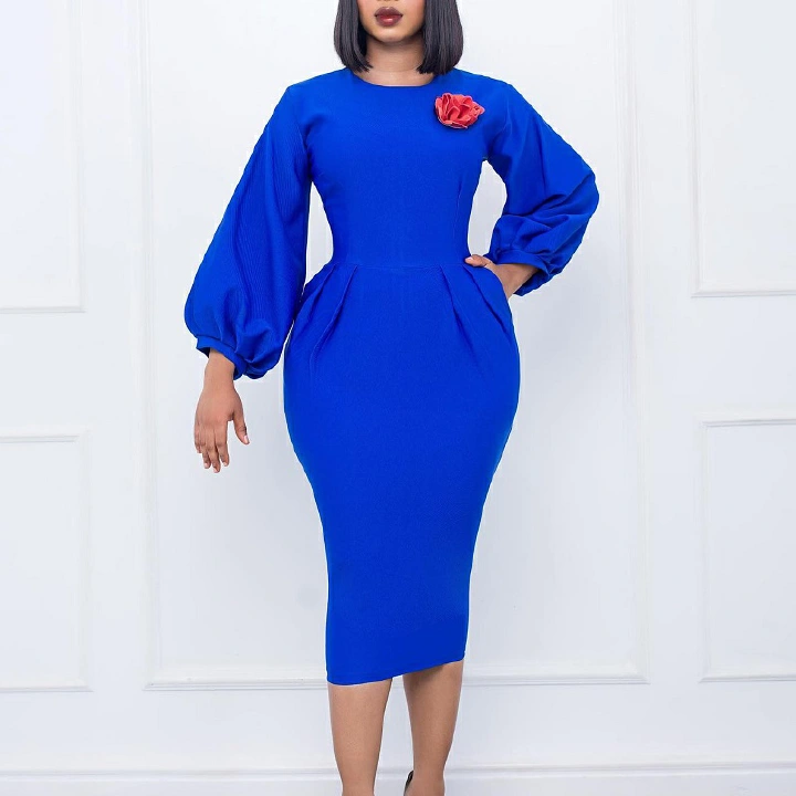 Women's 2023 New Solid Color Package Hip Professional OL Temperament Big Yards in Africa and Europe and the United States Dresses