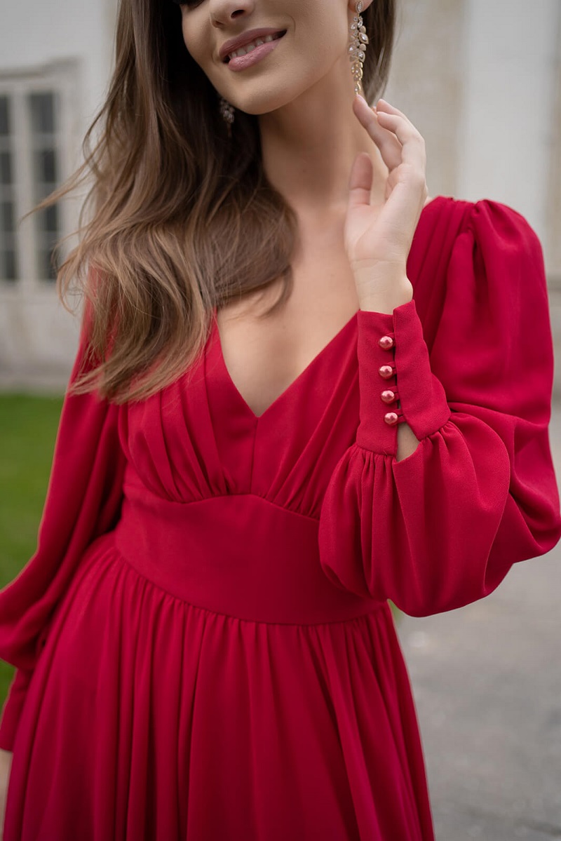 Women's Dresses Amazon Sexy Chiffon Long Sleeve Red Dresses Long Dresses