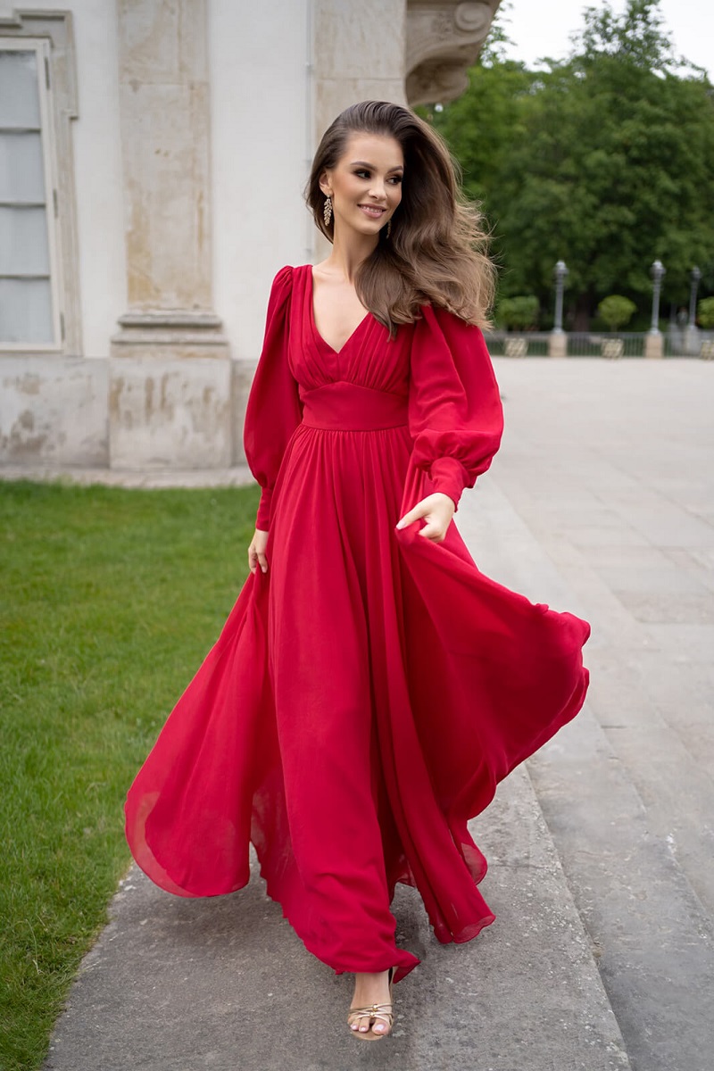 Women's Dresses Amazon Sexy Chiffon Long Sleeve Red Dresses Long Dresses