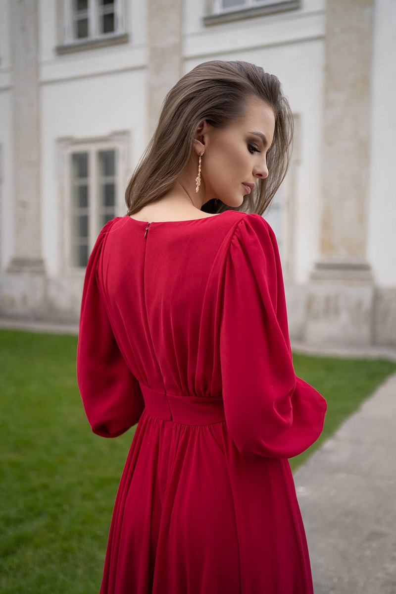 Women's Dresses Amazon Sexy Chiffon Long Sleeve Red Dresses Long Dresses