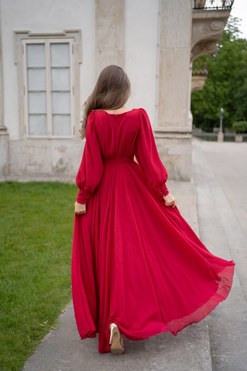 Women's Dresses Amazon Sexy Chiffon Long Sleeve Red Dresses Long Dresses
