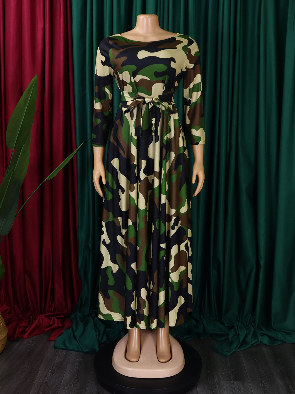 Women's 2024 New Fashion Temperament Lace-up Printed African Plus Size Dresses