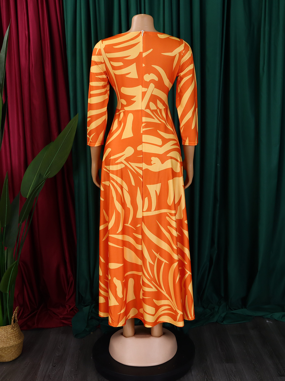 Women's 2024 New Fashion Temperament Lace-up Printed African Plus Size Dresses