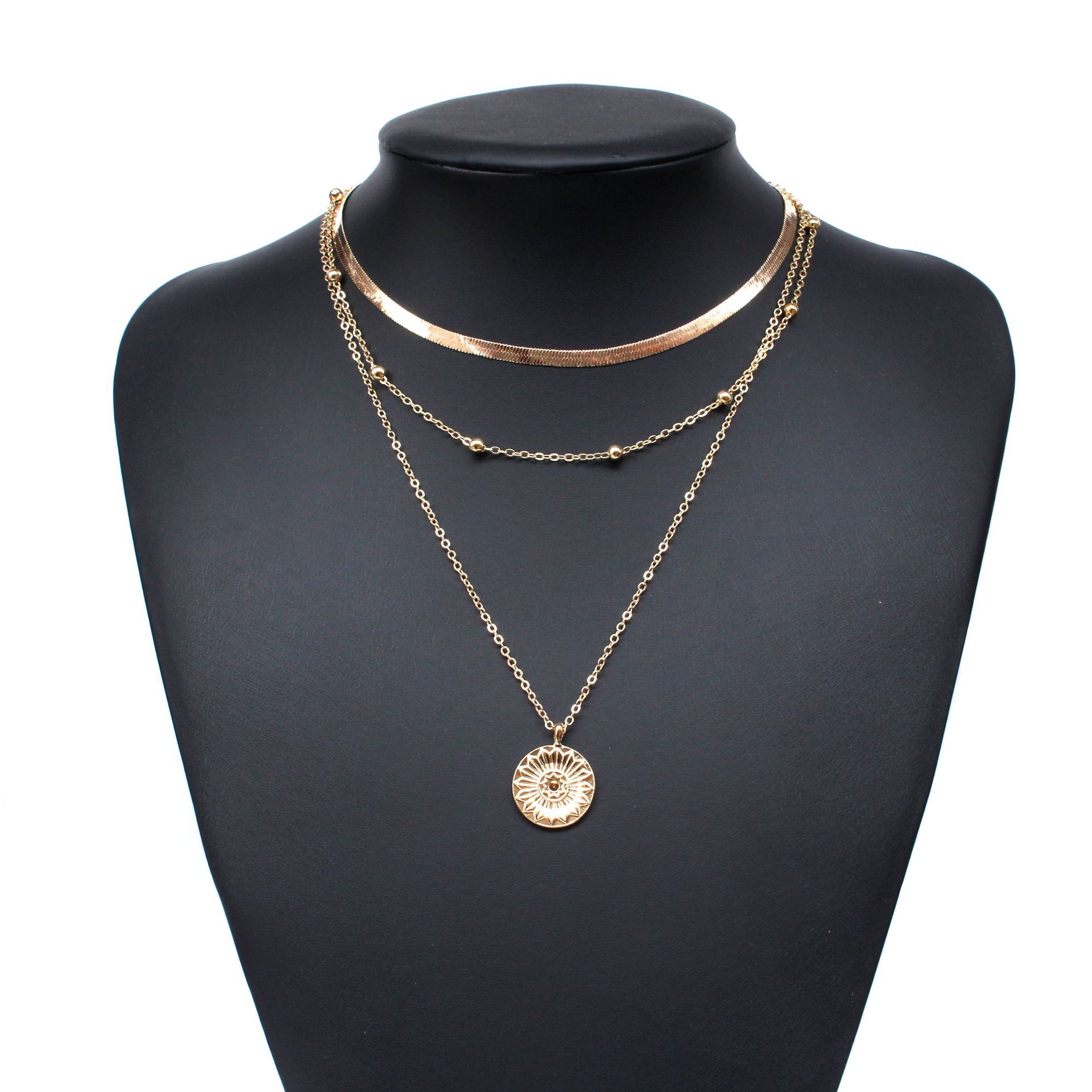 Fashion personality new simple multi layer lotus pendant necklace female necklace Jewellery Jewelry