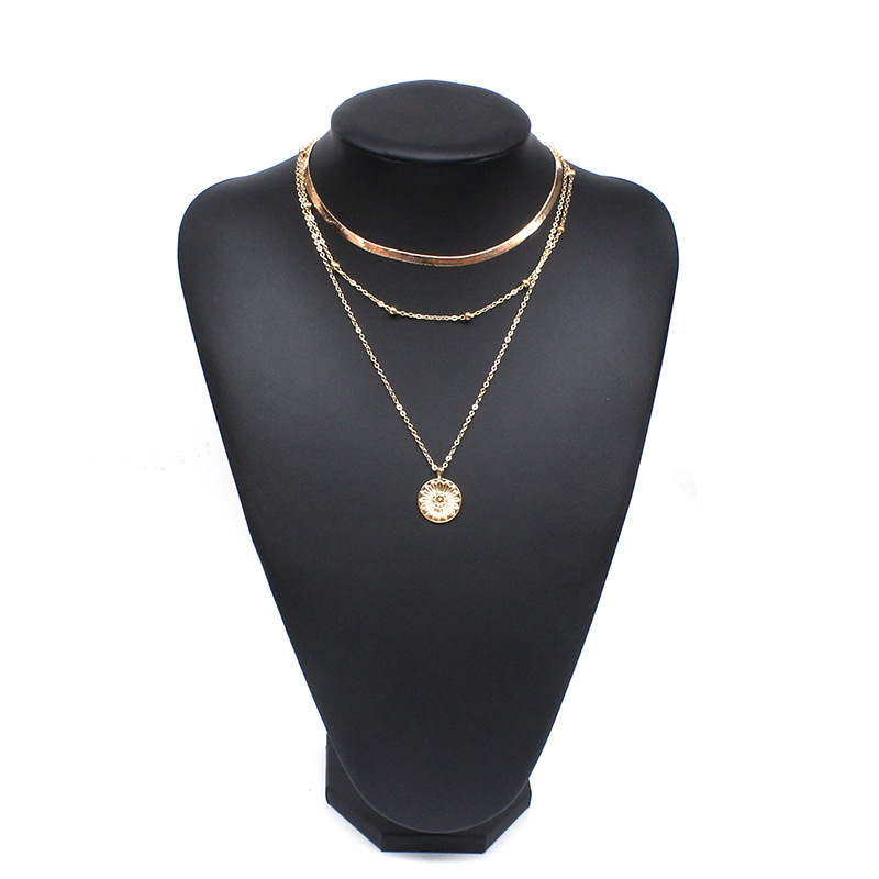 Fashion personality new simple multi layer lotus pendant necklace female necklace Jewellery Jewelry