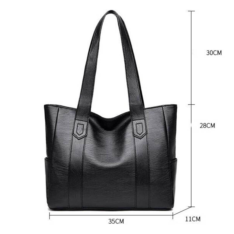 Women PU Leather Handbags Big Capacity Tote Bags Retro Double Strap Shoulder Bag Female Shopper bags