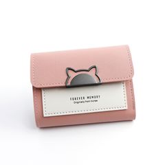 Women Cat Design Wallet Short  Coin Purse Wallets For Woman Card Holder Small Ladies Wallet Female Hasp Mini Clutch For Girl Women Bags pink As shown one size