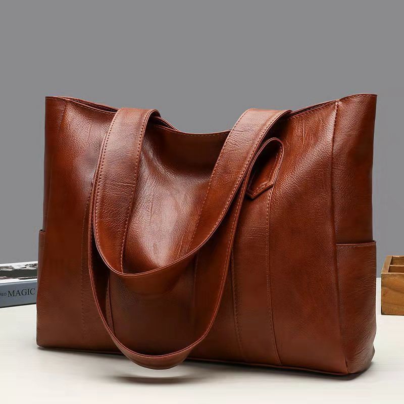 Women PU Leather Handbags Big Capacity Tote Bags Retro Double Strap Shoulder Bag Female Shopper bags