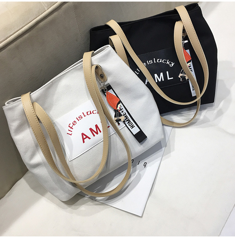 New Fashion Canvas Bag, Large Capacity Shopping Shoulder Women's Bag, Trendy and Fashionable, Mommy, Handheld Tote Bag, Women's Bag