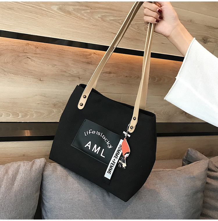 New Fashion Canvas Bag, Large Capacity Shopping Shoulder Women's Bag, Trendy and Fashionable, Mommy, Handheld Tote Bag, Women's Bag