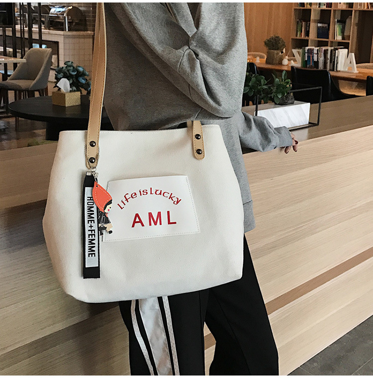 New Fashion Canvas Bag, Large Capacity Shopping Shoulder Women's Bag, Trendy and Fashionable, Mommy, Handheld Tote Bag, Women's Bag