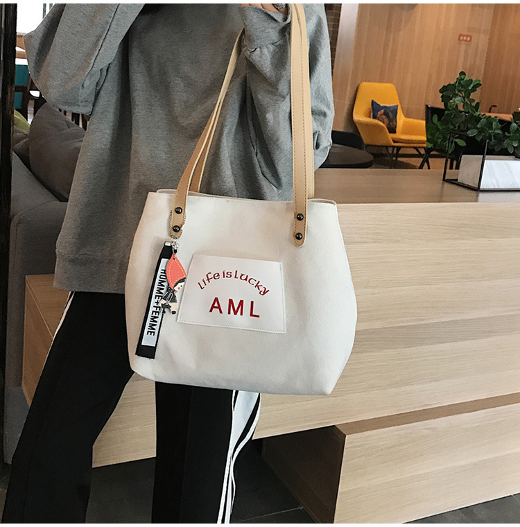 New Fashion Canvas Bag, Large Capacity Shopping Shoulder Women's Bag, Trendy and Fashionable, Mommy, Handheld Tote Bag, Women's Bag