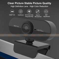 [VODA]Full HD 1080P PC Rotatable Camera With Microphone for Live Broadcast Video Calling Conference Black