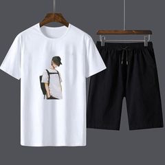Suit/shirt summer casual suit men's short-sleeved shorts suit youth sportswear suit youth clothes men Polos T-shirts As shown 3XL polyester