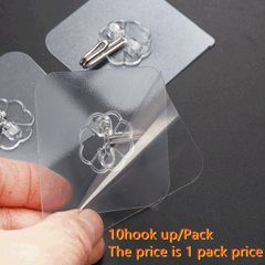 10 pieces Promotional Items Plastic Transparent Hook Strong Adhesive Hook Magic Hook Strong Adhesive Wall Storage As shown 10 pack