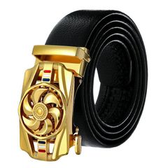 Automatic buckle men's belt personality new fashion youth middle-aged and elderly casual jeans belt Black as picture