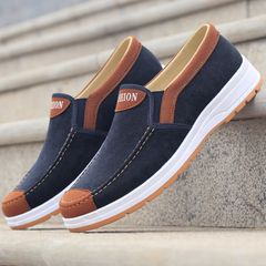 2022 New Cloth Shoes Men's Shoes Cow Rib Sole Work Shoes Men's Casual Shoes Slip on Breathable Canvas Shoes Black 41
