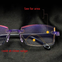 Ultralight Rimless Reading Glasses Diamond-cut Progressive Multifocal Presbyopia Eyeglasses