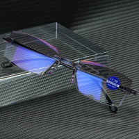 Ultralight Rimless Reading Glasses Diamond-cut Progressive Multifocal Presbyopia Eyeglasses