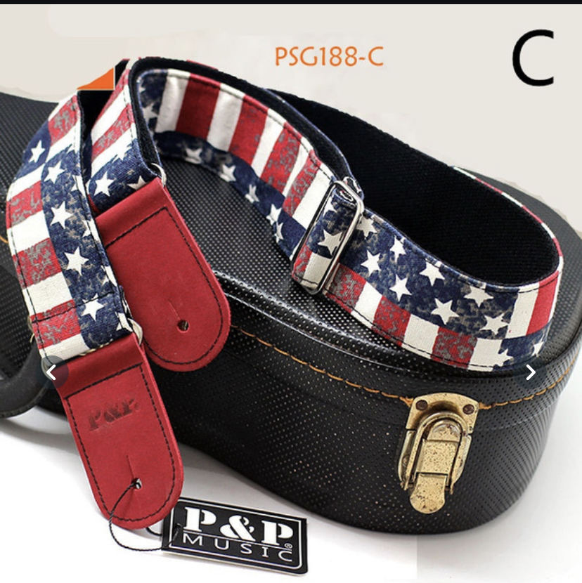 High Grade Cotton Guitar Strap Leather Embossed Guitar Strap Electric Guitar Acous