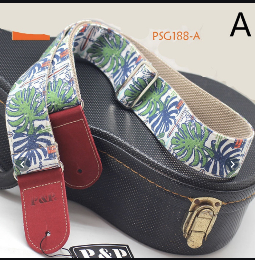 High Grade Cotton Guitar Strap Leather Embossed Guitar Strap Electric Guitar Acous