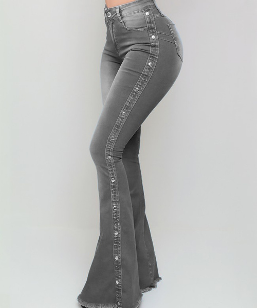 New Arrival Women&apos;s Fashion Skinny Bell Bottom Rips Butt Lift Washed Jean
