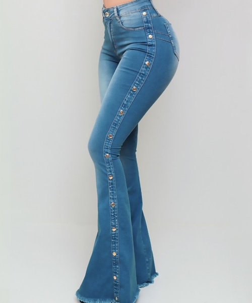 New Arrival Women&apos;s Fashion Skinny Bell Bottom Rips Butt Lift Washed Jean
