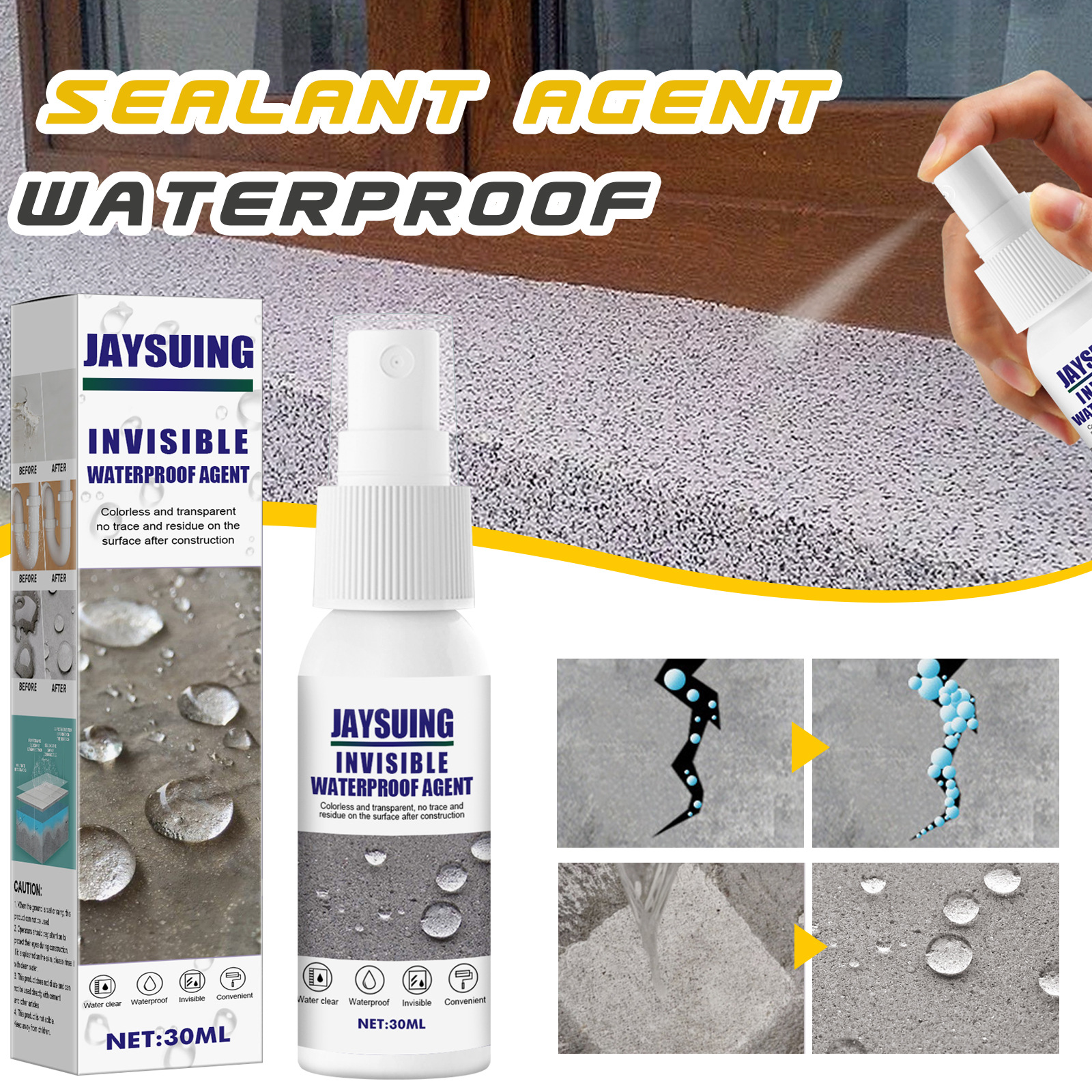 Permeable invisible waterproof agent toilet tile waterproof coating exterior wall roof leakage repair agent