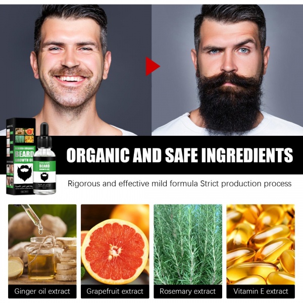 1pc Newest 30ml Beard Growth Oil Serum Fast Growing Mustache Facial Hair Grooming