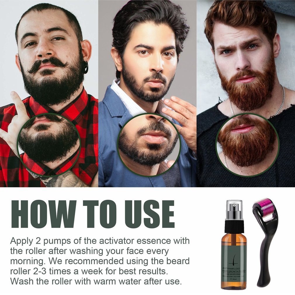 Beard Growth Spray Set Microneedle Rollers Nourishing And Moisturizing Spray