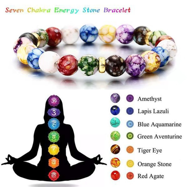 2022 New Fashion Seven Chakra Healing Yoga Life Energy Natural Stone Bracelet Lace Braided Rope Chain Yoga Bracelet Bracelet Couple Bracelet