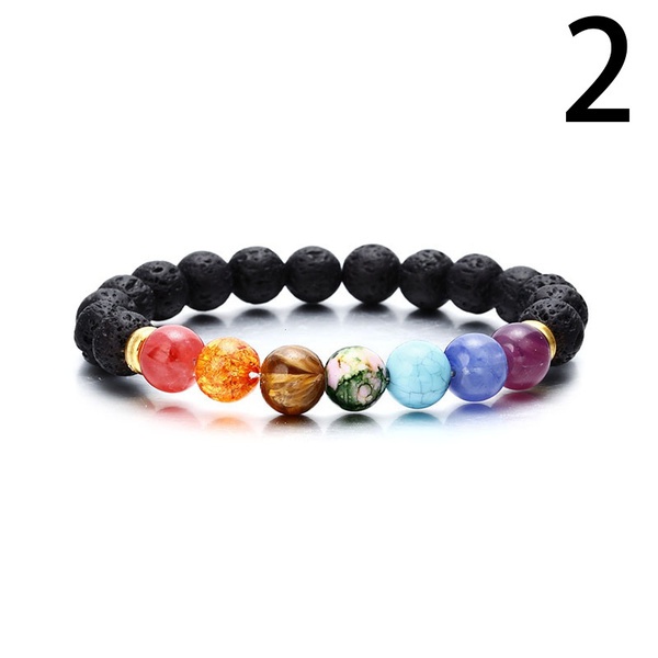 2022 New Fashion Seven Chakra Healing Yoga Life Energy Natural Stone Bracelet Lace Braided Rope Chain Yoga Bracelet Bracelet Couple Bracelet