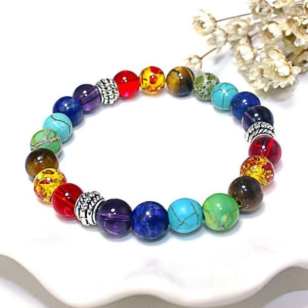 2022 New Fashion Seven Chakra Healing Yoga Life Energy Natural Stone Bracelet Lace Braided Rope Chain Yoga Bracelet Bracelet Couple Bracelet