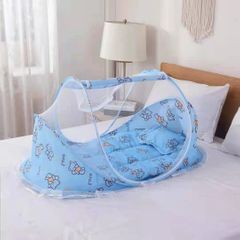 New baby mosquito net three-piece foldable yurt Blue one size