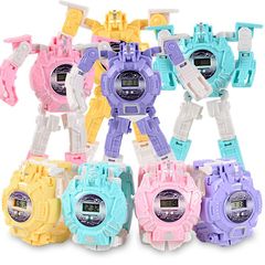 Children's deformation electronic watch King Kong small toy luminous deformation watch Blue one size