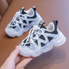 Size[26-30] kids running shoes boys shoes spring and autumn new kindergarten children's mesh baby sports kids shoes 3-6 years old Black 30