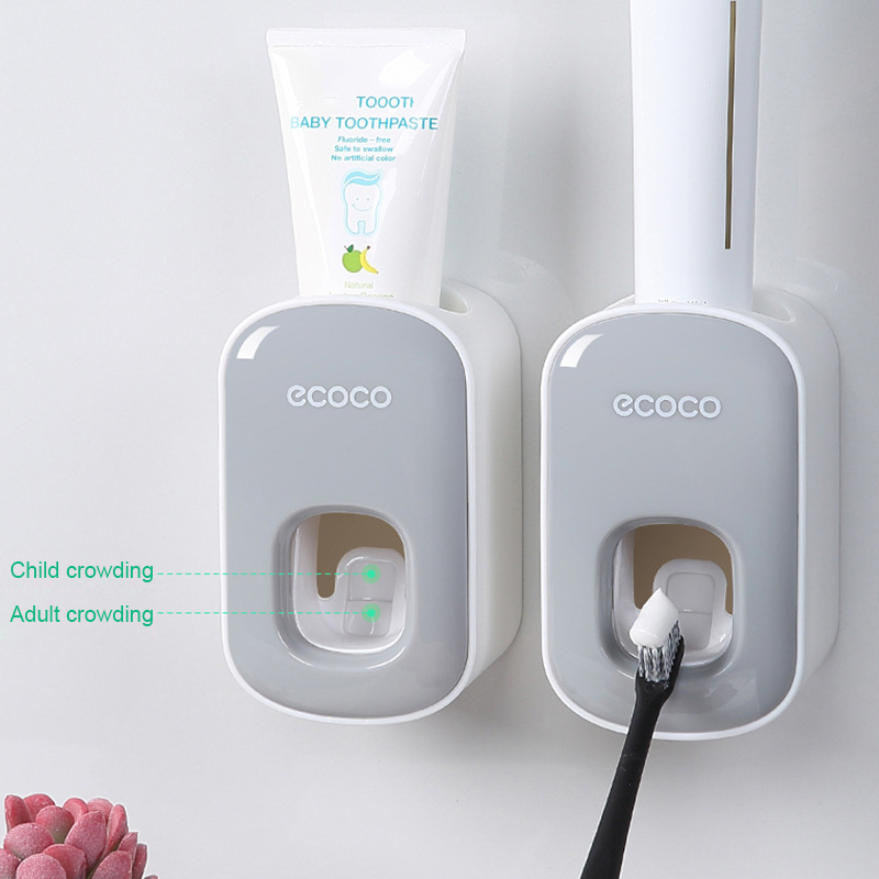 Automatic Toothpaste Dispenser Wall Mount Bathroom Toothbrush Holder Toothpaste Squeezer Dispenser