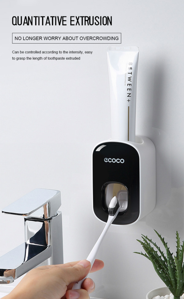 Automatic Toothpaste Dispenser Wall Mount Bathroom Toothbrush Holder Toothpaste Squeezer Dispenser