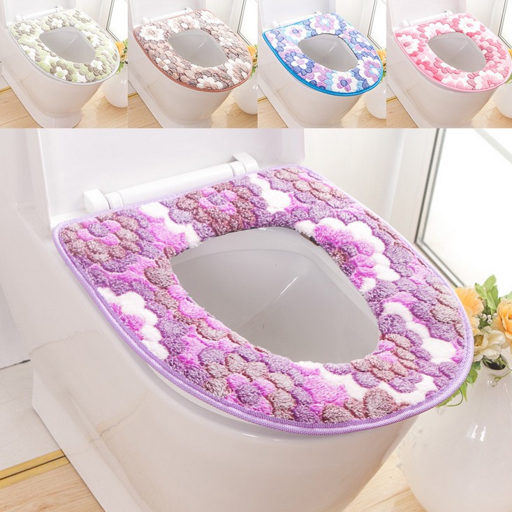Coral fleece toilet seat cover Velcro toilet seat cushion cover soft toilet cushion bathroomsupplies