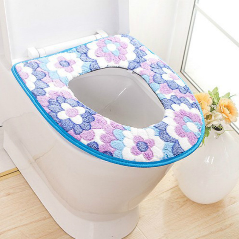 Coral fleece toilet seat cover Velcro toilet seat cushion cover soft toilet cushion bathroomsupplies
