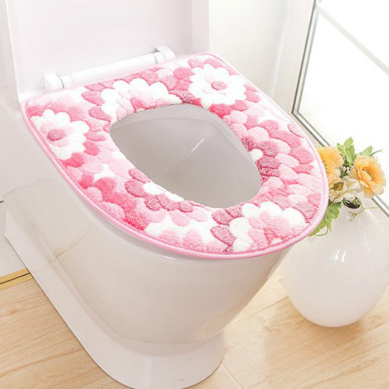 Coral fleece toilet seat cover Velcro toilet seat cushion cover soft toilet cushion bathroomsupplies