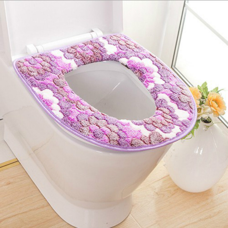 Coral fleece toilet seat cover Velcro toilet seat cushion cover soft toilet cushion bathroomsupplies