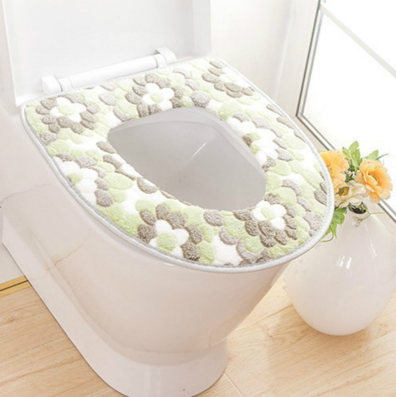 Coral fleece toilet seat cover Velcro toilet seat cushion cover soft toilet cushion bathroomsupplies
