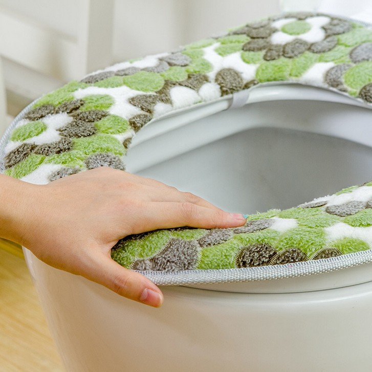 Coral fleece toilet seat cover Velcro toilet seat cushion cover soft toilet cushion bathroomsupplies